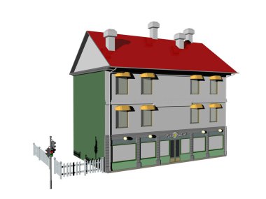 villa ya da otel olarak büyük bir bina.