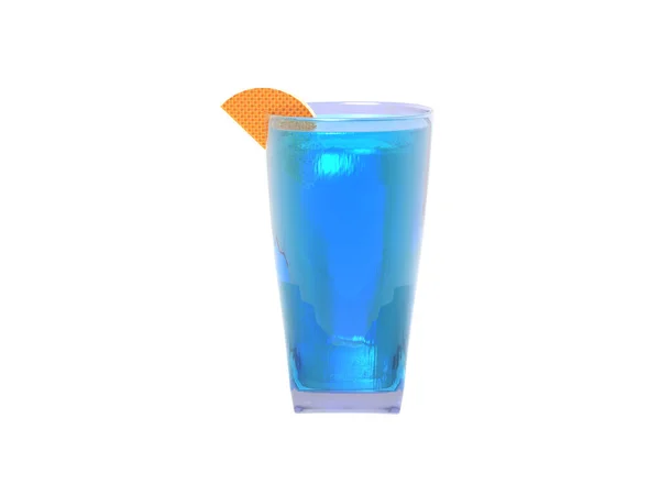 Copo Com Cocktail Azul Fatia Laranja — Fotografia de Stock