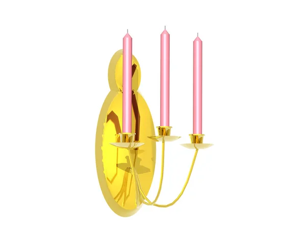 Lampada Parete Dorata Con Portacandele Candele Rosa — Foto Stock