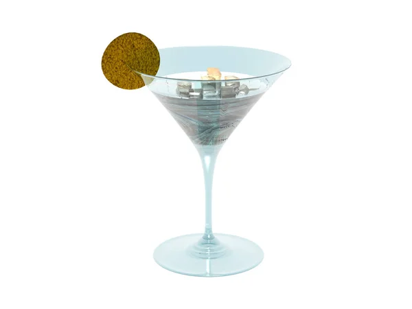 Szklanka Koktajlowa Martini Oliwką — Zdjęcie stockowe