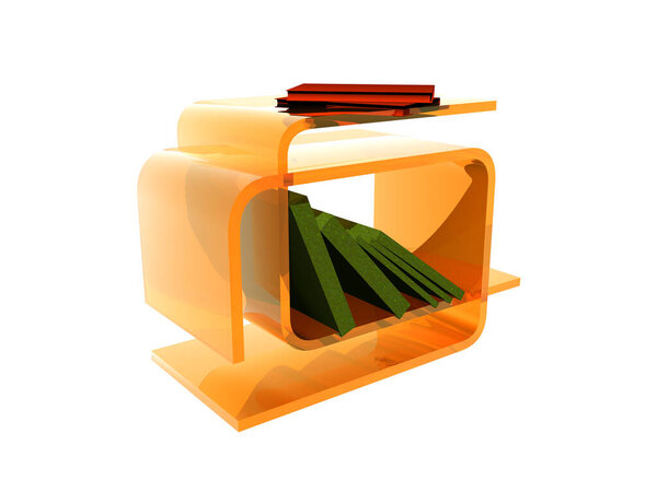 оранжевый плексиглас боковой стол в гостиной
