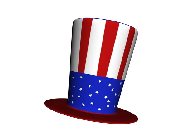 Uncle Sam Hoed Met Een Amerikaanse Vlag Als Cilinder — Stockfoto