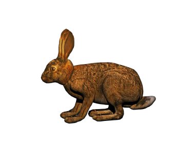 Uzun kulaklı kahverengi tavşan otlara tünemiş.