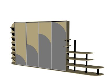 Oturma odasındaki ahşap raf.