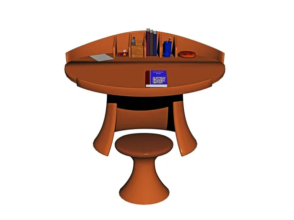 Ovaler Schreibtisch Mit Geschirr — Stockfoto