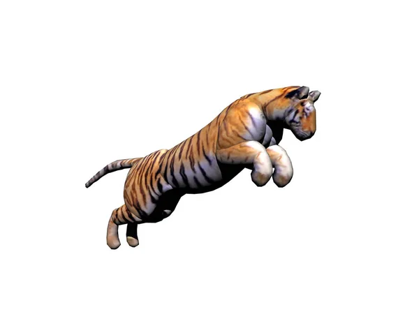 Grande Tigre Listrado Gracioso Pulando — Fotografia de Stock
