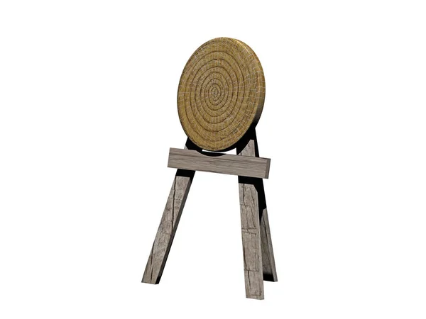Okrągły Cel Drewnianej Ramie Łucznictwa — Zdjęcie stockowe