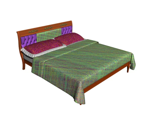 Двоспальне Ліжко Постільними Речами Спальні — стокове фото