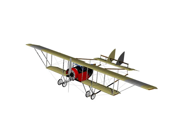 Historisch Tweedekker Vliegtuig Vliegt Lucht — Stockfoto