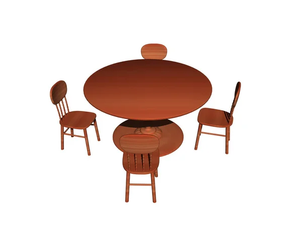 Mesa Jantar Madeira Com Cadeiras Simples — Fotografia de Stock