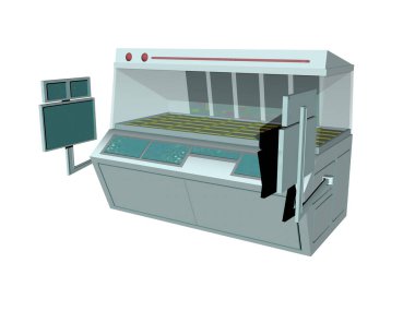 Laboratuvarda bir gen veritabanı ve inceleme masası.