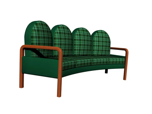 Old Fashioned Chairs Bench Green Upholstery — Stock Photo, Image