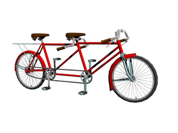 Bicicleta Tándem Roja Para Dos — Foto de Stock