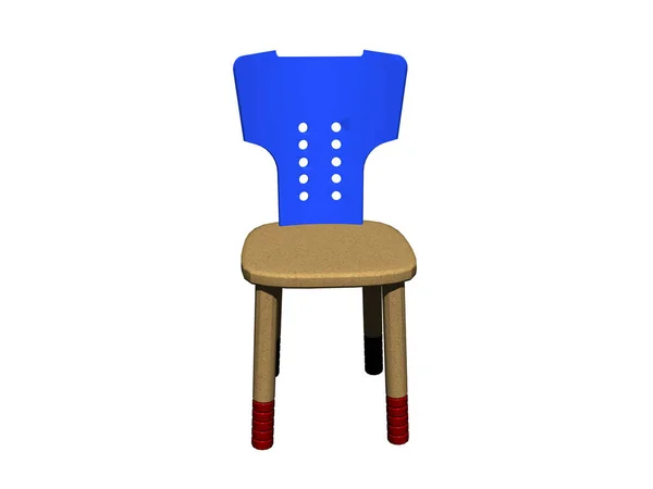 Cadeira Cozinha Madeira Simples Com Encosto Azul — Fotografia de Stock