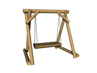 Çocuk parkında salıncaklı ahşap iskele