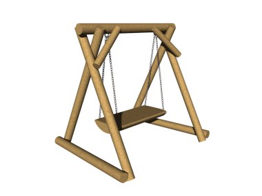 Çocuk parkında salıncaklı ahşap iskele