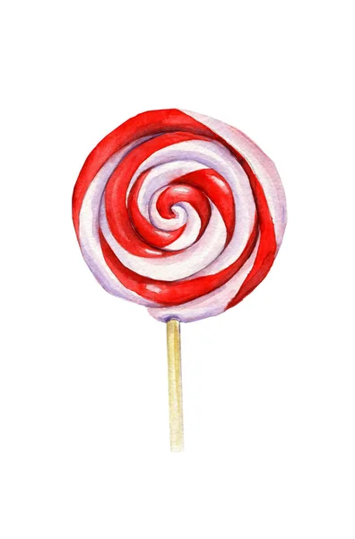 Watercolore Illustration Red Lollipop Candy — ストック写真