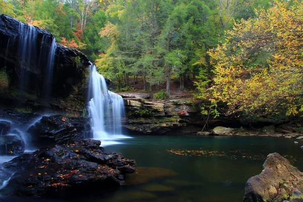 Potter Cae Río Escénico Nacional Obed Este Tennessee Durante Pico — Foto de Stock