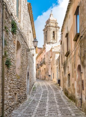 Erice, Sicilya, İtalya'nın dar sokak 