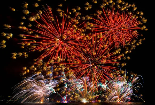Colorful fireworks in the night sky — Stock Photo, Image