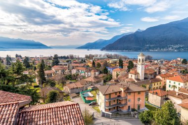 Manzara lake Maggiore ile Maccagno, İtalya