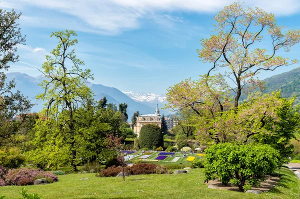 Paisagem de Jardins Botânicos de Villa Taranto, localizado na margem do Lago Maggiore em Pallanza, Itália . — Fotografia de Stock