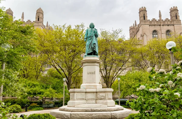 Monument to Carl Linnaeus in the Hyde Park of Chicago University, USA — Stock Photo, Image