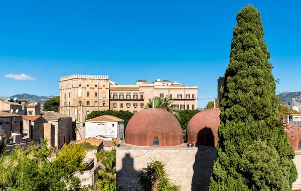 Palermo cityscape Norman Sarayı, Sicilya, İtalya ile Üstten Görünüm