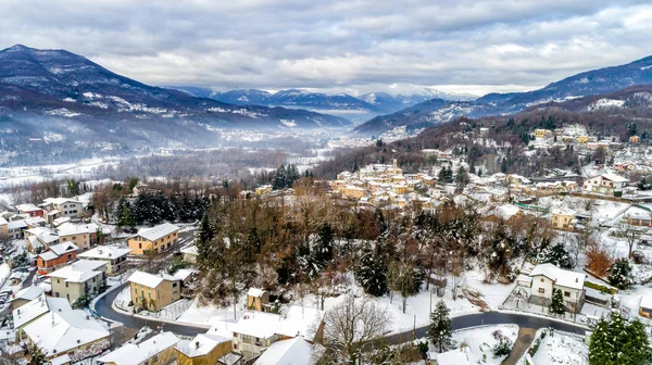 Flygfoto Över Ferrera Varese Vinterlandskapet Liten Belägen Bergen Inte Varese — Stockfoto