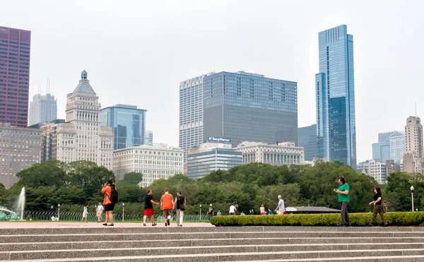 Chicago Illinois United States August 2014 Peoples Visiting Buckingham Memorial — Stock Photo, Image