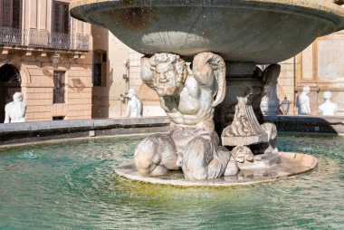 Heykeller, Çeşme utanç veya Praetorian çeşme Pretoria Meydanı Palermo, Sicilya, İtalya