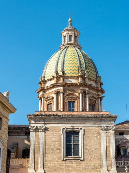 Вид Купол Церкви Сан Джузеппе Театини Площади Претории Палермо Сицилия — стоковое фото