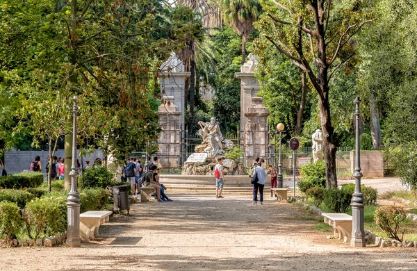 Palermo Sicilia Italia Octubre 2017 Visita Jardín Público Villa Giulia — Foto de Stock