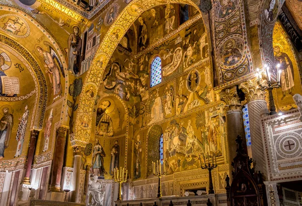 Saracen Oblouky Byzantských Mozaik Rámci Palatine Kapli Královského Paláce Městě — Stock fotografie