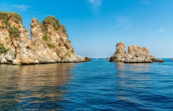 Paisagem Mar Mediterrâneo Com Faraglioni Scopello Reserva Natural Zingaro Sicília — Fotografia de Stock