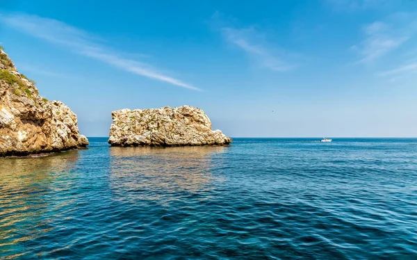 Paisagem Mar Mediterrâneo Com Faraglioni Scopello Reserva Natural Zingaro Sicília — Fotografia de Stock