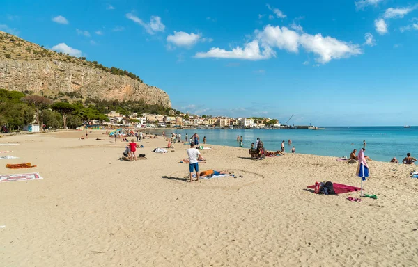 Mondello Palerme Sicile Italie Octobre 2017 Les Gens Qui Profitent — Photo