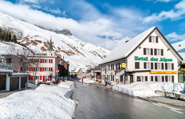 Realp Uri Suiza Diciembre 2011 Vista Realp Invierno Pequeño Pueblo —  Fotos de Stock