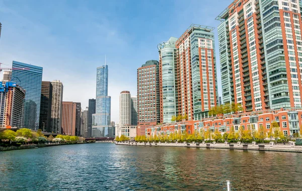 Vista Del Paisaje Urbano Chicago Desde Chicago River Illinois Estados —  Fotos de Stock