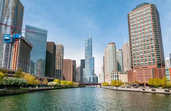 Vista Del Paisaje Urbano Chicago Desde Chicago River Illinois Estados — Foto de Stock