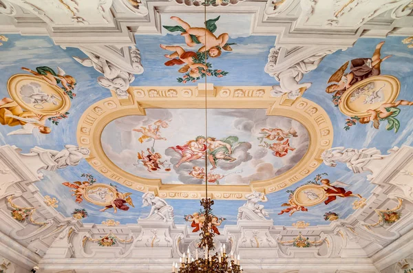 Casalzuigno Varese Italy April 2017 Interiors Decorated Illusionistic Painted Architecture — Stock Photo, Image