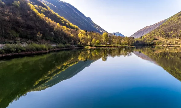 Paisaje Del Lago Ghirla Por Mañana Vista Aérea Provincia Varese — Foto de Stock