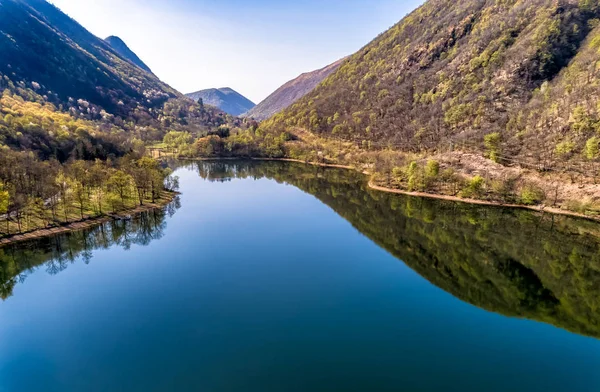 Paisaje Del Lago Ghirla Por Mañana Vista Aérea Provincia Varese — Foto de Stock