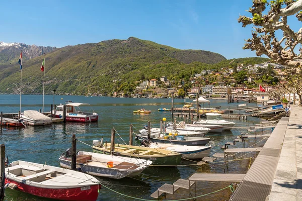 Ascona Switzerland May 2016 Boats Luxury Swiss Resort Town Ascona — Stock Photo, Image