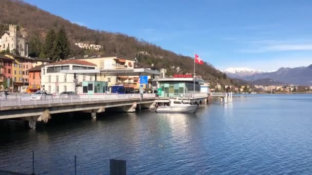 Lavena Ponte Tresa Lombardy Italy Січня 2020 Border Checkpoint Italy — стокове відео