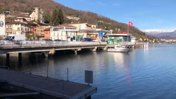 Lavena Ponte Tresa Λομβαρδία Ιταλία Ιανουαρίου 2020 Χρονικό Όριο Συνοριακού — Αρχείο Βίντεο