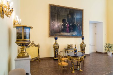 Puşkin, Saint Petersburg, Rusya - 19 Mayıs 2015: Tsarskoye Selo, Puşkin 'deki Catherine Sarayı' nın İçişleri