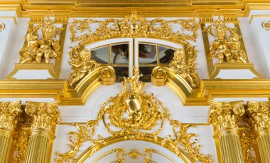 Puşkin, Saint Petersburg, Rusya - 19 Mayıs 2015: Tsarskoye Selo, Puşkin 'deki Catherine Sarayı' nın İçişleri