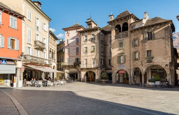 Domodossola Piamonte Italia Noviembre 2016 Vista Plaza Del Mercado Piazza — Foto de Stock