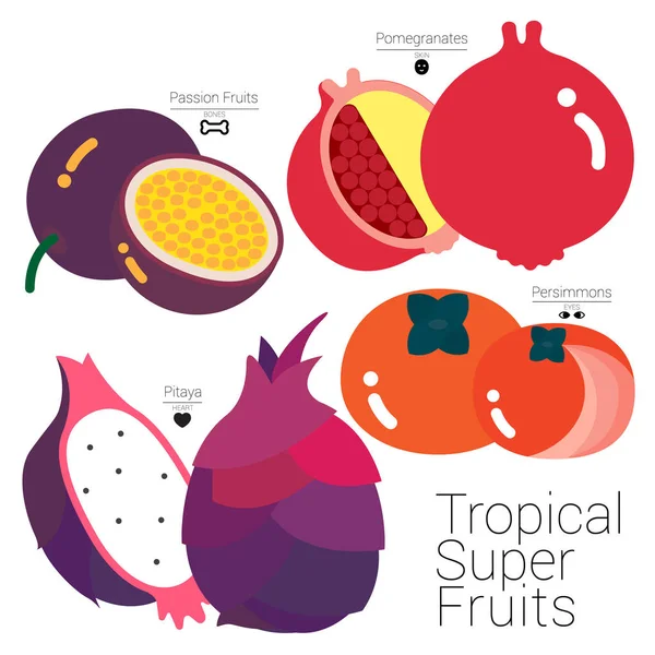 Tropické ovoce Super — Stockový vektor